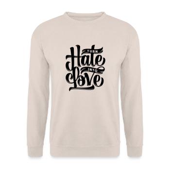 Turn Hate Into Love - Unisex Pullover - Sand - Vorne - Alina (178cm) & Michal (187cm)