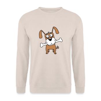 Funny Dog Big Bone Mouth Mouth Hunger Cool - Unisex Sweatshirt - sand - Front - Alina (178cm) & Michal (187cm)