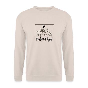 Percheron Pferd Geschenk - Unisex Pullover - Sand - Vorne - Alina (178cm) & Michal (187cm)