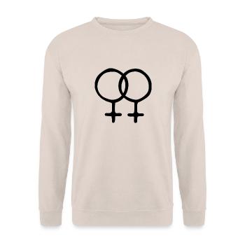 Lesbisches Design - Unisex Pullover - Sand - Vorne - Alina (178cm) & Michal (187cm)