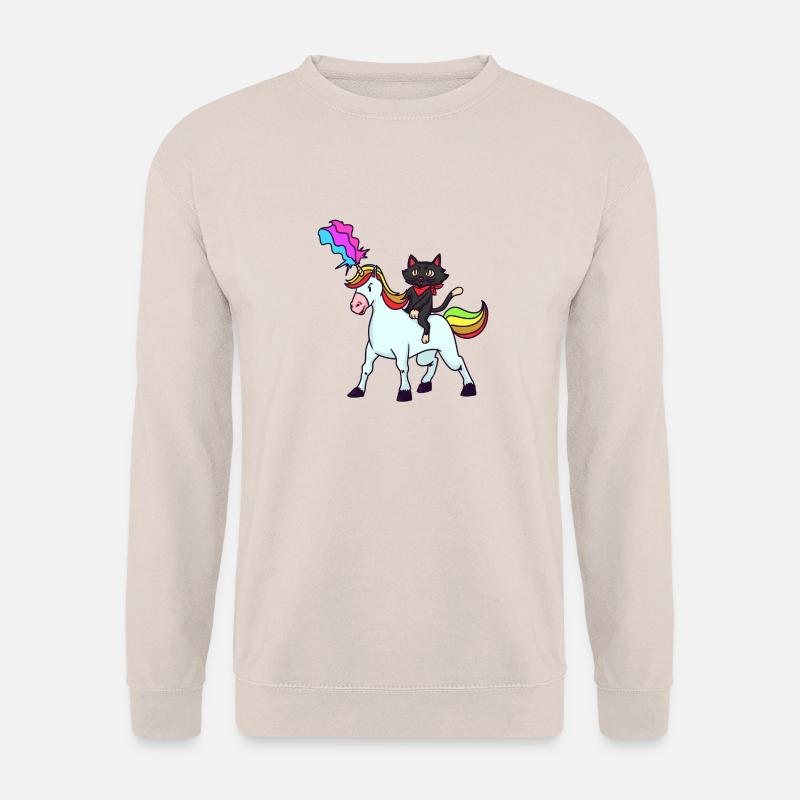 Katze reitet Einhorn - Unisex Pullover - Sand