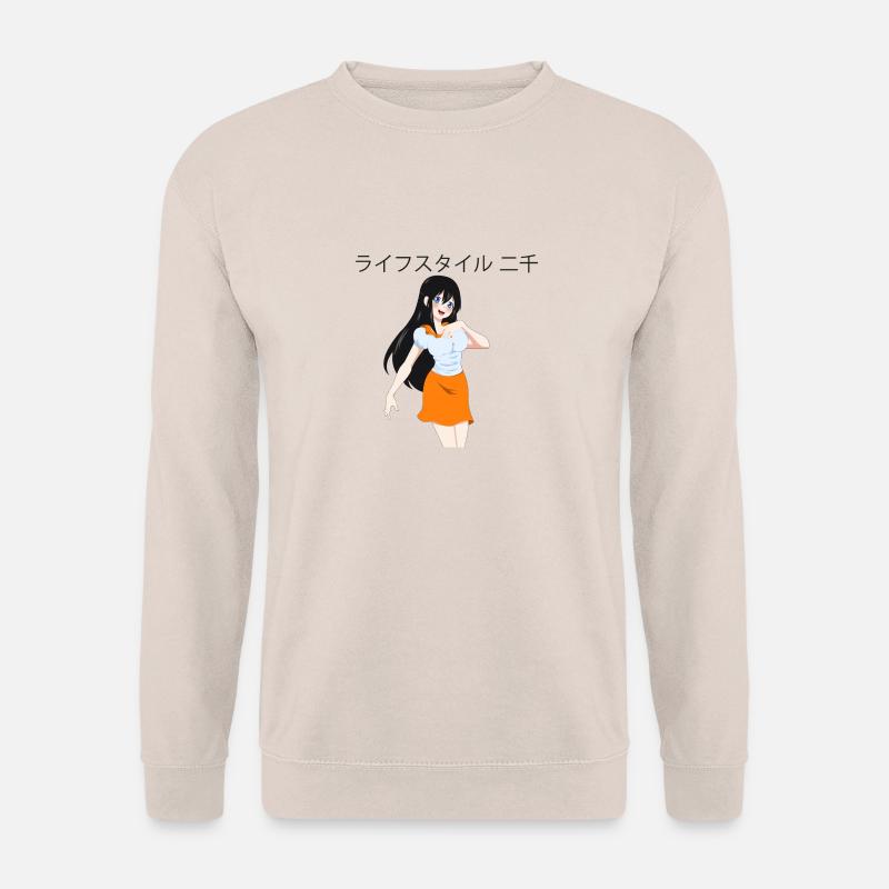 Anime girl 01 Text "Lifestyle2000" auf Japanisch - Unisex Pullover - Sand