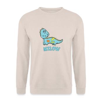 Dinosaurier lustig Kind Milow Geschenk Geburtstag - Unisex Pullover - Sand - Vorne - Alina (178cm) & Michal (187cm)