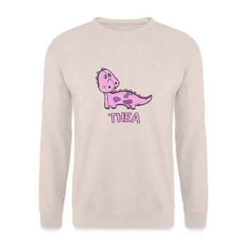 Dinosaurier lustig Kind Thea Geschenk Geburtstag K - Unisex Pullover - Sand - Vorne - Alina (178cm) & Michal (187cm)