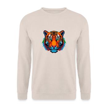 Stylisierte Tiger - Unisex Pullover - Sand - Vorne - Alina (178cm) & Michal (187cm)