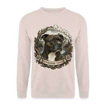Staffordshire Terrier im Vintage Stil - Unisex Sweatshirt - sand - Front - Alina (178cm) & Michal (187cm)