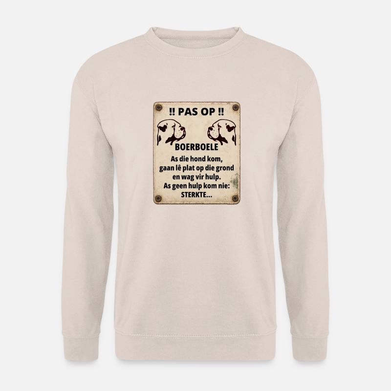 Boerboel Warnschild – Humor mit Biss - Unisex Pullover - Sand