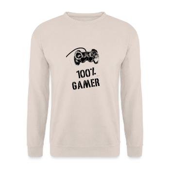 100% Gamer - Unisex Sweatshirt - sand - Front - Alina (178cm) & Michal (187cm)