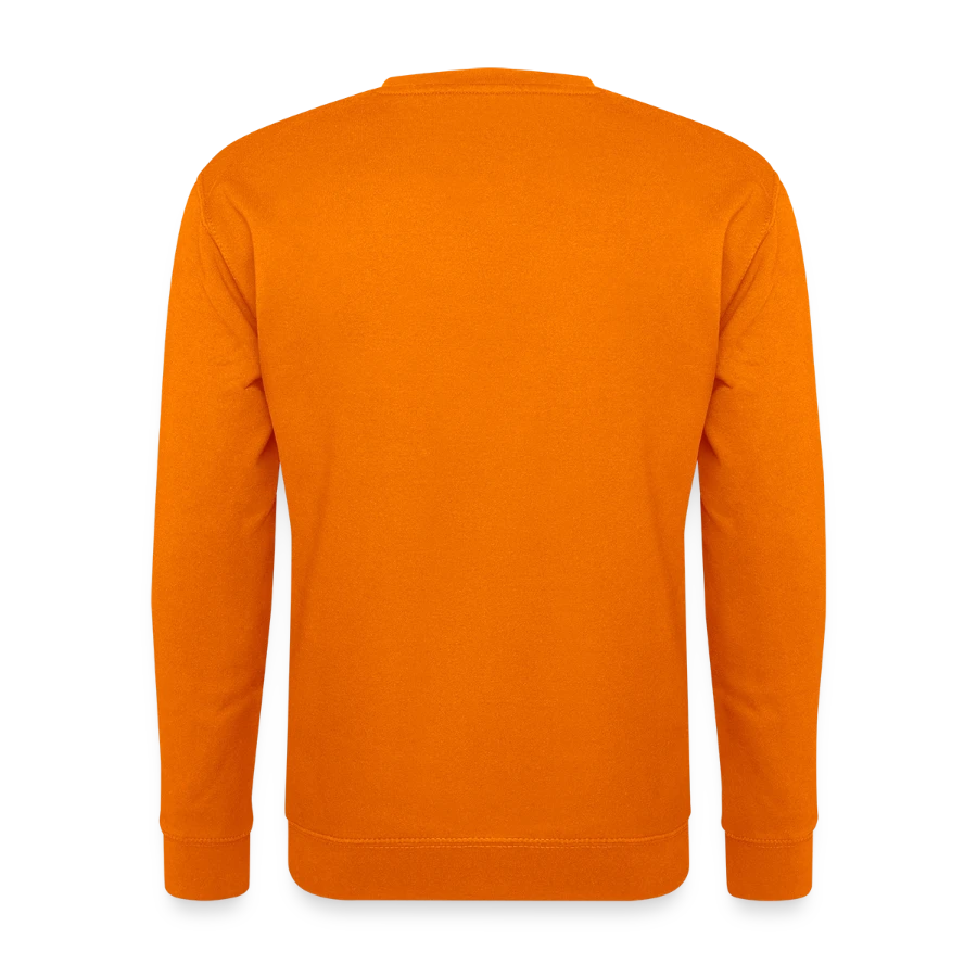 Salt Harbour badge on a unisex sweatshirt, orange, back