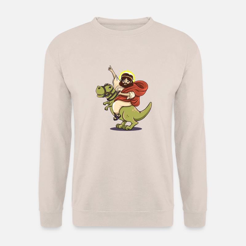 Dinosaurier Jesus lustig T-Rex Geschenk Geburt - Unisex Pullover - Sand