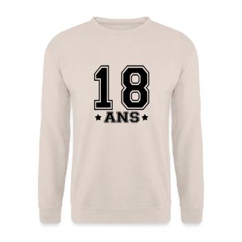 18 ANS,âge,numéro - Sweat-shirt Unisexe - sable - Devant - Alina (178cm) & Michal (187cm)