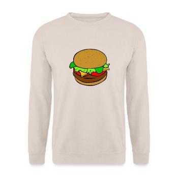 Burger Hamburger Fast Food Food Gift Idea - Unisex Sweatshirt - sand - Front - Alina (178cm) & Michal (187cm)