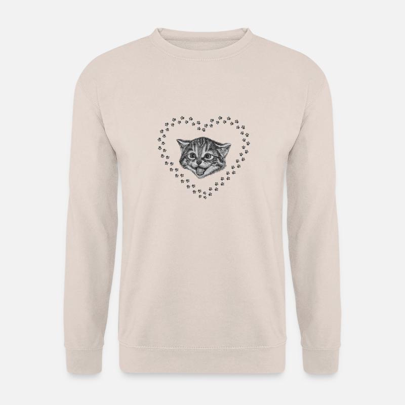 Suesses Katzengesicht mit Herz - Unisex Pullover - Sand