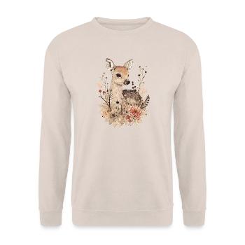 Reh - Unisex Pullover - Sand - Vorne - Alina (178cm) & Michal (187cm)