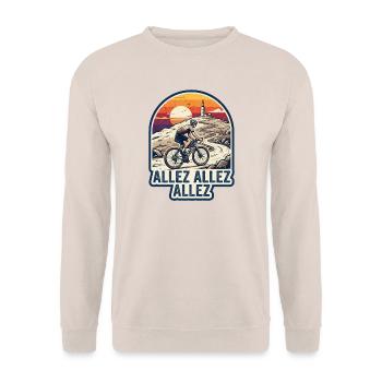 Mont Ventoux Gravel Bike Retro Sunset - Unisex Sweatshirt - sand - Front - Alina (178cm) & Michal (187cm)