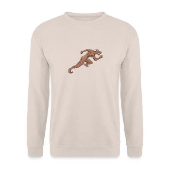 Sprinter Sprint Läufer Laufen Joggen Sport Stier - Unisex Pullover - Sand - Vorne - Alina (178cm) & Michal (187cm)