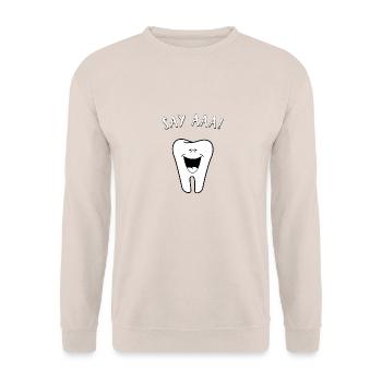 Un hygiéniste dentaire dit l'obtention du diplôme de dentiste aux dents AAA - Sweat-shirt Unisexe - sable - Devant - Alina (178cm) & Michal (187cm)