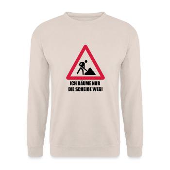 baustelle spruch - Unisex Pullover - Sand - Vorne - Alina (178cm) & Michal (187cm)