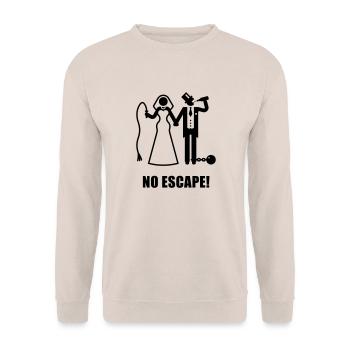 No Escape! (Wedding / Groom / Bachelor Stag Party) - Unisex Pullover - Sand - Vorne - Alina (178cm) & Michal (187cm)