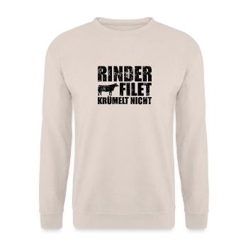 Grillen Griller Grill Rind Grillkohle Geschenkidee - Unisex Pullover - Sand - Vorne - Alina (178cm) & Michal (187cm)