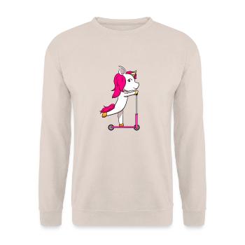 Unicorn Scooter - Unisex Pullover - Sand - Vorne - Alina (178cm) & Michal (187cm)
