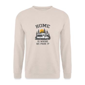Camping-car Camping Camping-car - Sweat-shirt Unisexe - sable - Devant - Alina (178cm) & Michal (187cm)