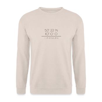 Hamburg Koordinaten Design - Unisex Pullover - Sand - Vorne - Alina (178cm) & Michal (187cm)