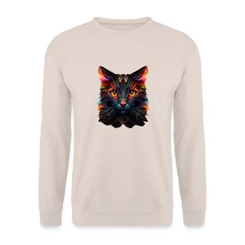Cat Cats Kitten Polygon Cat - Unisex Sweatshirt - sand - Front - Alina (178cm) & Michal (187cm)