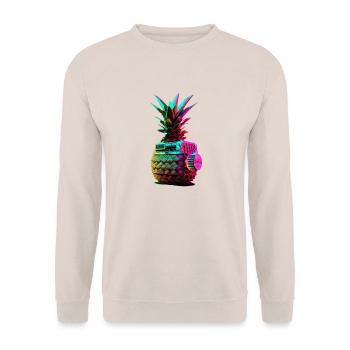 EDM Music Rave Festival Pineapple Techno - Unisex Sweatshirt - sand - Front - Alina (178cm) & Michal (187cm)