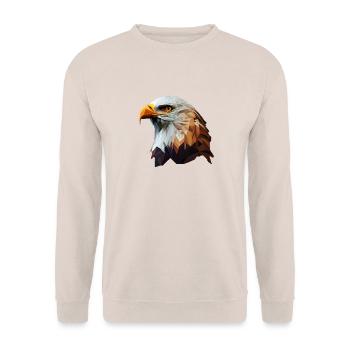 Cool polygon design with a bald eagle - Unisex Sweatshirt - sand - Front - Alina (178cm) & Michal (187cm)