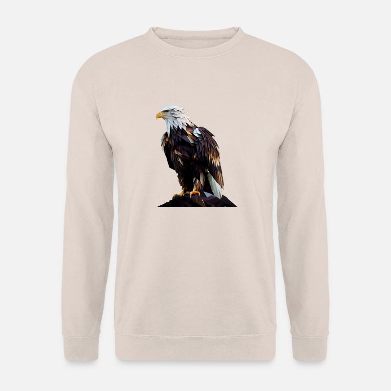 Cooles Polygon Design Mit Einem Weißkopfseeadler - Unisex Pullover - Sand