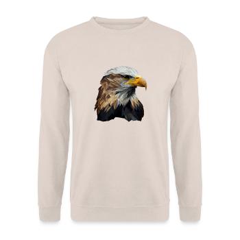 Cool polygon design with a bald eagle - Unisex Sweatshirt - sand - Front - Alina (178cm) & Michal (187cm)