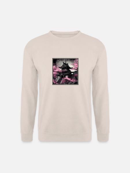 Vintage Japanische Sakura Kirschblüten Tempel - Unisex Pullover - Sand