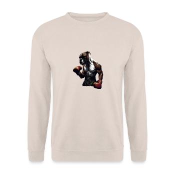 Boxer Hundebesitzer Hund Hunde Hunderasse Boxer - Unisex Pullover - Sand - Vorne - Alina (178cm) & Michal (187cm)