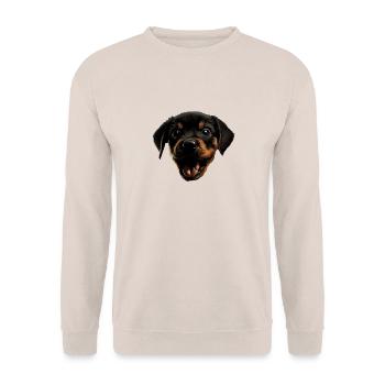 Rottweiler Hund Hunde Welpe Hundehalter Rottweiler - Unisex Pullover - Sand - Vorne - Alina (178cm) & Michal (187cm)