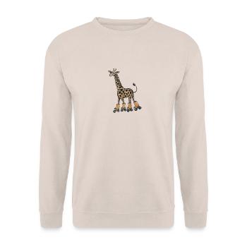 Mignon design de girafe kawaii sur des patins à roulettes - Sweat-shirt Unisexe - sable - Devant - Alina (178cm) & Michal (187cm)