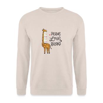 Reading Books Book Giraffe - Unisex Sweatshirt - sand - Front - Alina (178cm) & Michal (187cm)