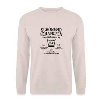 54. Geburtstag Schonend Behandeln Alte Lappen 54 - Unisex Pullover - Sand - Vorne - Alina (178cm) & Michal (187cm)