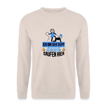 Junggesellenabschied Poltern Polterabend JGA - Unisex Pullover - Sand - Vorne - Alina (178cm) & Michal (187cm)