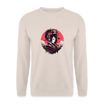 Asian 80s Japanese Retro Samurais Samurai - Unisex Sweatshirt - sand - Front - Alina (178cm) & Michal (187cm)