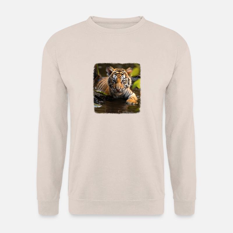 Tiger realistic Tigerbaby - Unisex Pullover - Sand