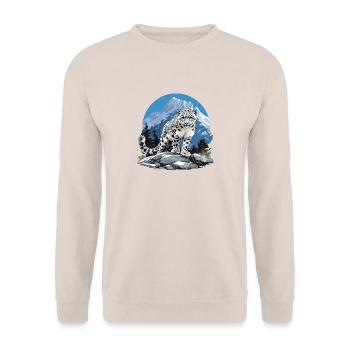 Snow Leopard Schneeleoparden Schneeleopard - Unisex Sweatshirt - sand - Front - Alina (178cm) & Michal (187cm)