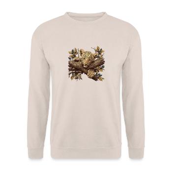 Leoparden Leopard - Unisex Pullover - Sand - Vorne - Alina (178cm) & Michal (187cm)