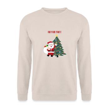 HO HO HO Weihnachten - Unisex Pullover - Sand - Vorne - Alina (178cm) & Michal (187cm)