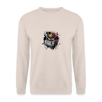 Owl Animal - Unisex Sweatshirt - sand - Front - Alina (178cm) & Michal (187cm)