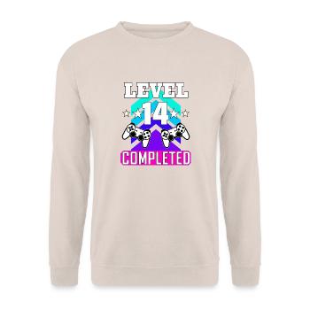 14 Anniversaire - Sweat-shirt Unisexe - sable - Devant - Alina (178cm) & Michal (187cm)