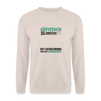 Livre d’or 35 Signe d’anniversaire pour enfants - Sweat-shirt Unisexe - sable - Devant - Alina (178cm) & Michal (187cm)