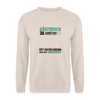 Guestbook 38 Birthday Sign Children's - Unisex Sweatshirt - sand - Front - Alina (178cm) & Michal (187cm)