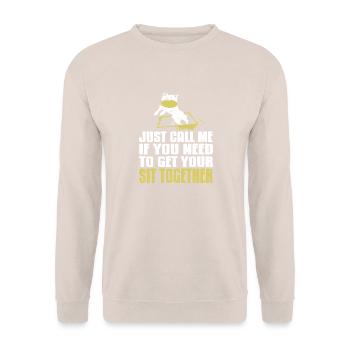 Funny Dog Sit Together Vibe Playful Pet Owner - Unisex Pullover - Sand - Vorne - Alina (178cm) & Michal (187cm)