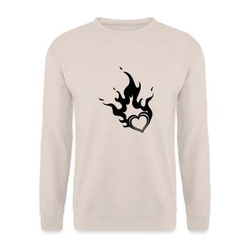 burning heart - Unisex Sweatshirt - sand - Front - Alina (178cm) & Michal (187cm)